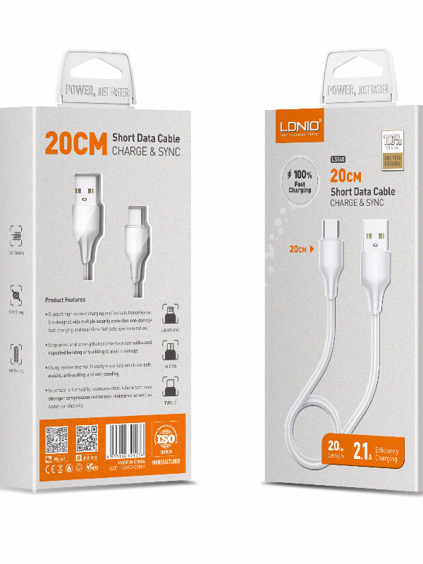 CABLE LDNIO FAST DATA USB IPH LS540 20CM