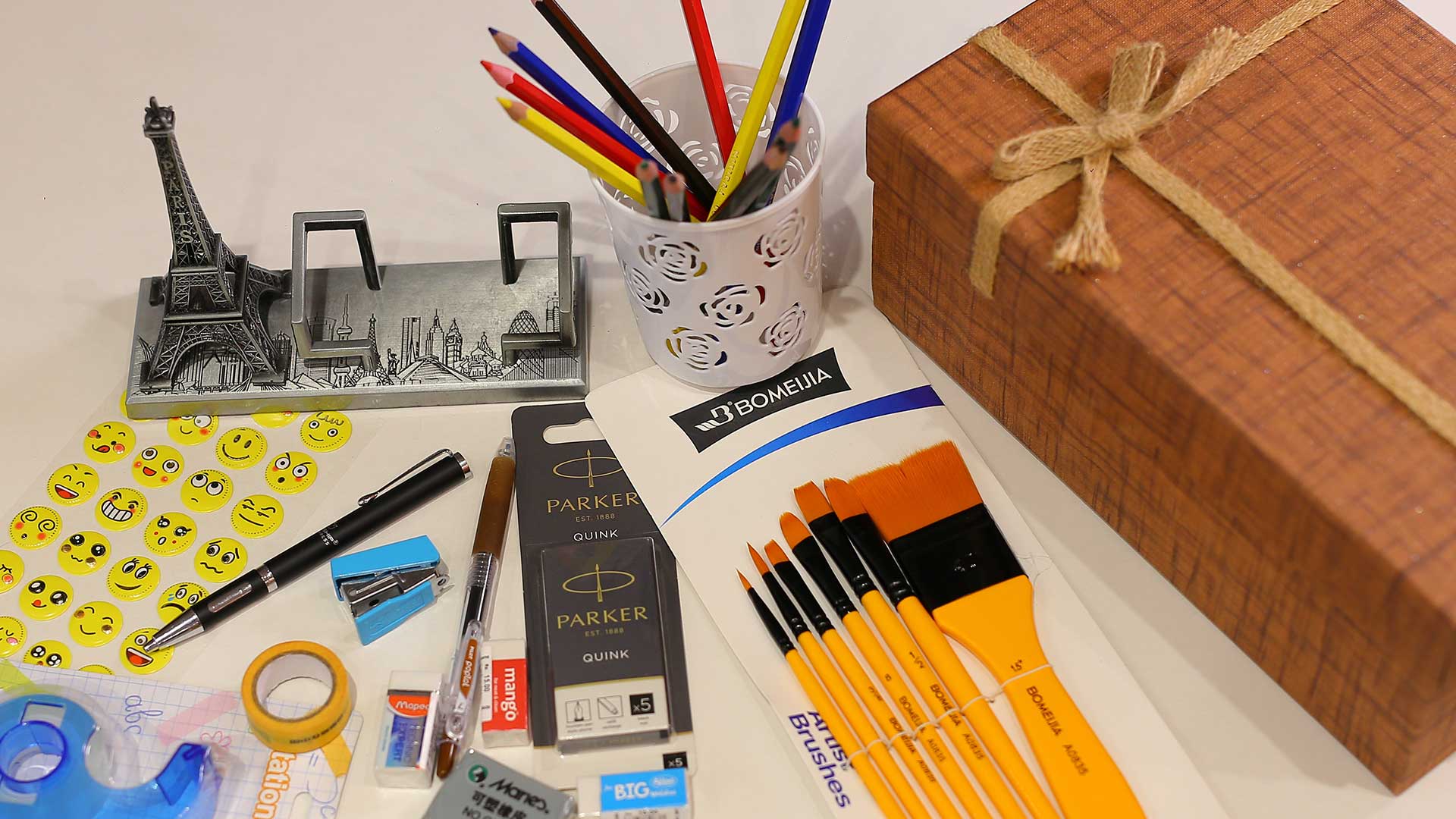 A flat lay of premium stationery